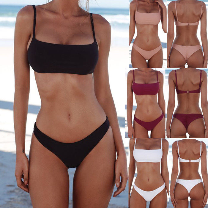 2020 Women Micro Bikini Set Push Up Swimwear Solid Beach Bathing Suit Brazilian Thong Swimsuit For Girls Bikini Swim Suit Femme
