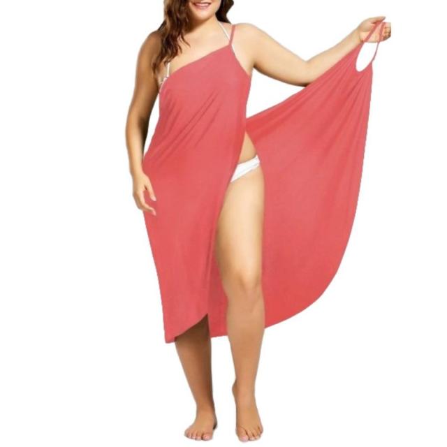 Plus Size Summer Beach Sexy Women Solid Color Wrap Dress Bikini Cover Up Sarongs Women&#39;s Clothing Swimwears Cover-Ups  Plus Size