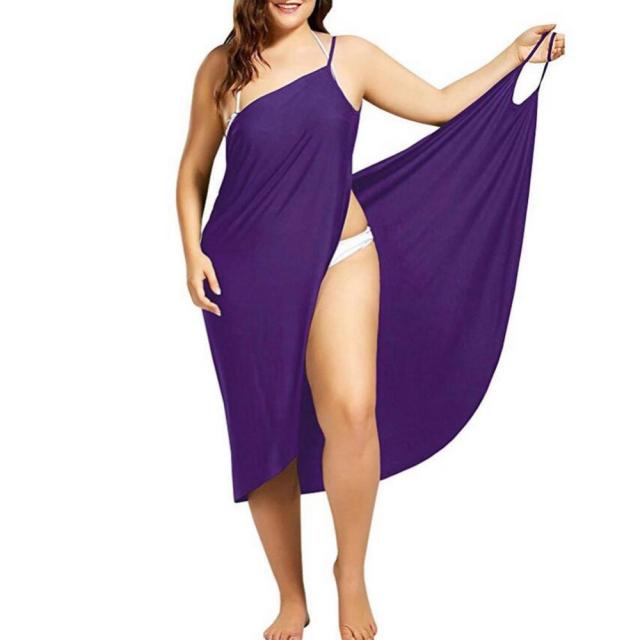 Plus Size Summer Beach Sexy Women Solid Color Wrap Dress Bikini Cover Up Sarongs Women&#39;s Clothing Swimwears Cover-Ups  Plus Size