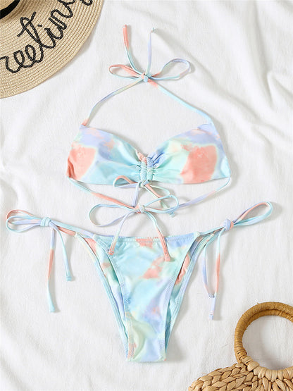 Swimsuit Women 2021 Tie-dye Two Pieces Bikinis Brazilian Thong Swimwear Beach maillot de bain Biquinis Padded Bathing Suit Swim