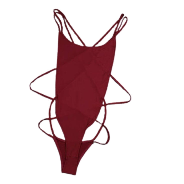 Y1QE Bikini Sling V-neck Bathing Suit Open Back 1 Piece Swimwear, Bikini Sling V-neck Bathing Suit for Women