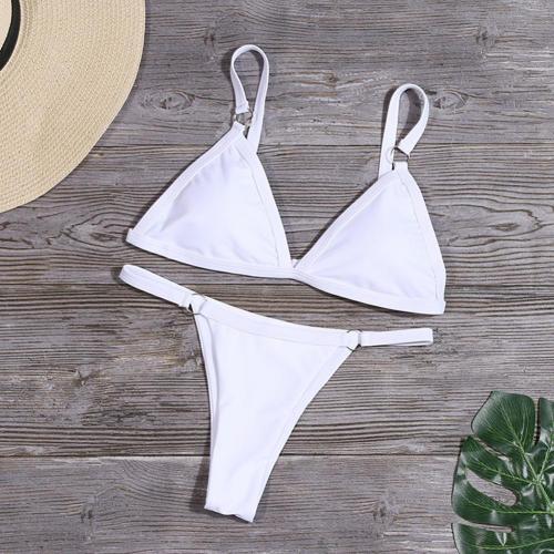 Swimwear Sexy Women Summer Bikini Set Swimmer Solid Color Push Up Bra Briefs G-string Two-pieces Bikini set Bathing Suit Swim