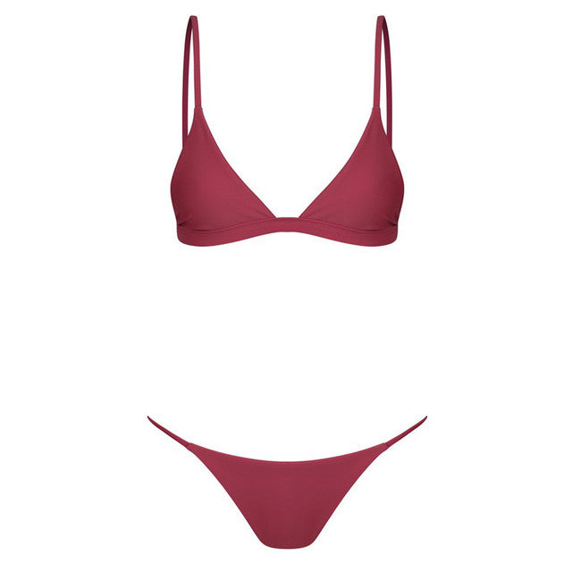 Bikini 2021 Women Sexy Swimsuit Bandage Solid Color Bikini Set Push-up Brazilian Swimwear Beachwear Swimsuit Swimwear Women