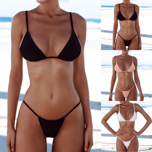 Summer Sexy Solid Mirco Bikini Sets Women G-String Thong Swimsuit Bathing Suit Fashion Brazilian Swimwear Biquinis Feminino